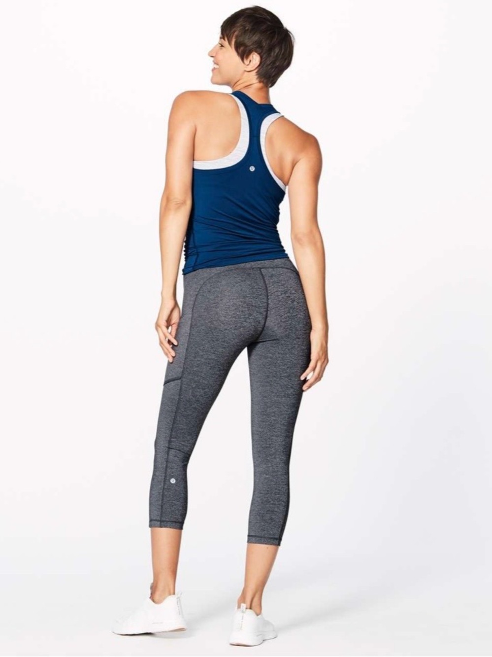 EUC Lululemon Speed Up Run Crop Legging 21” Gray Pockets Reflective Size 6 $88
